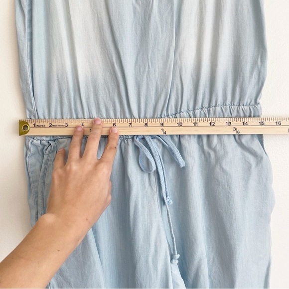 Cloth & Stone Tencel Jumpsuit chambray size medium blue denim wrap Summer tank - Picture 14 of 16